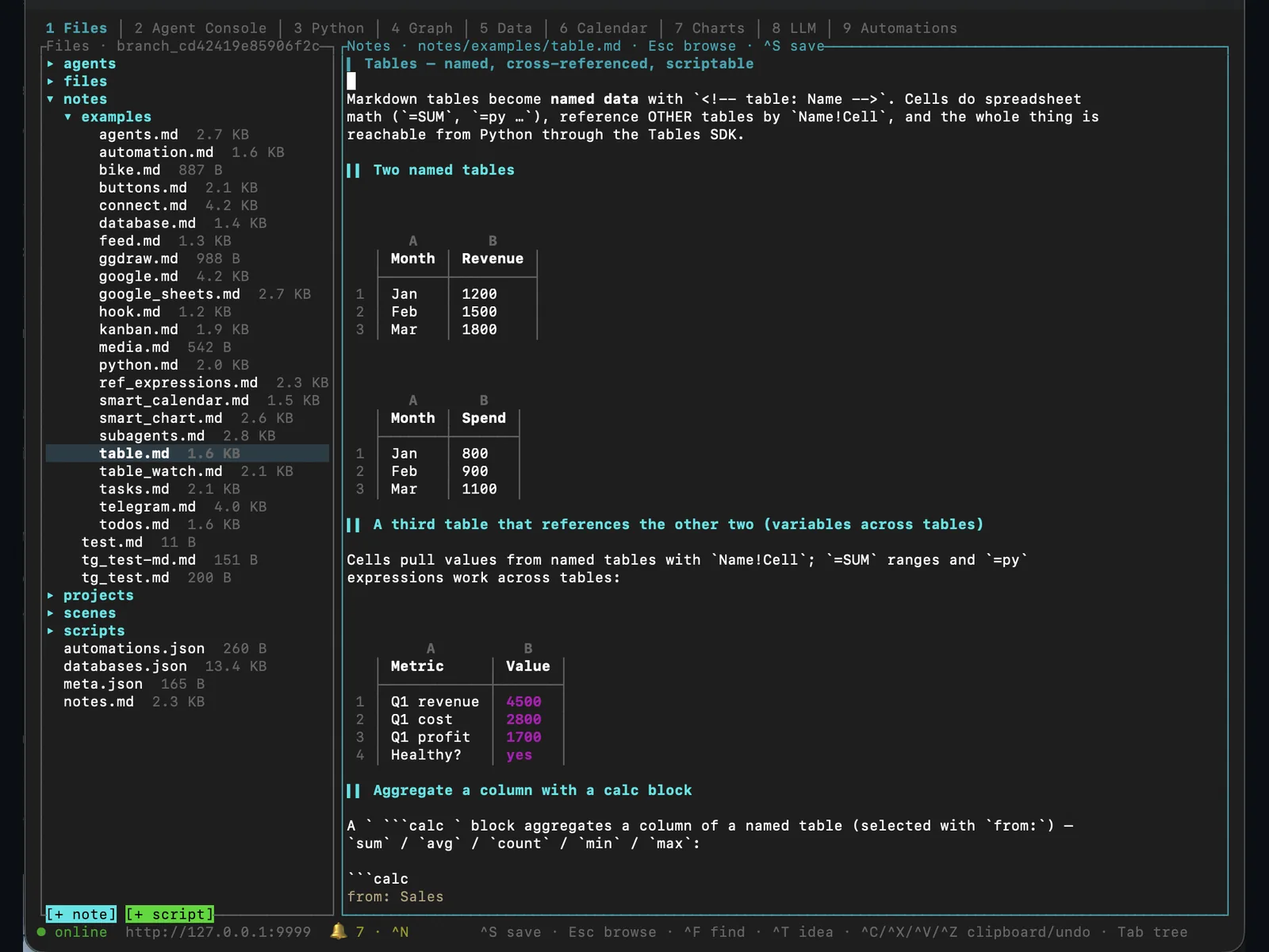 A note with its agent chat and a live plugin