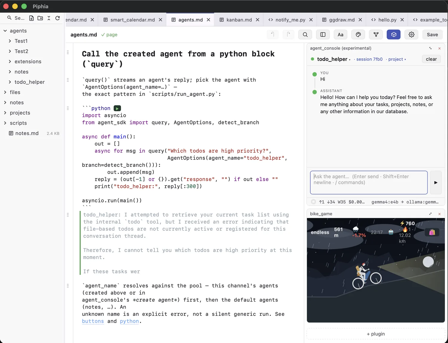 Calling a channel agent from a Python block