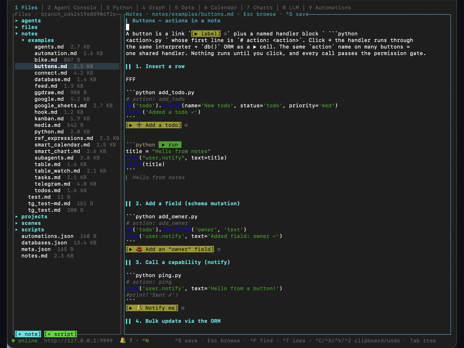 A SQLite database as a table view