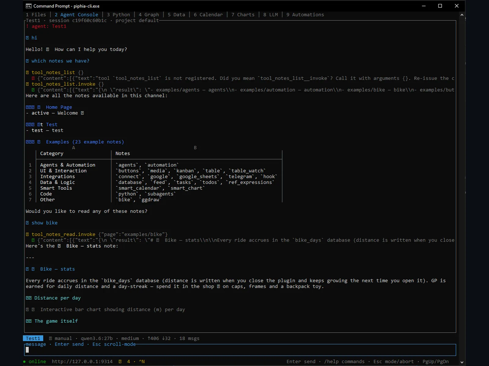 Embedded views and tools inside a note