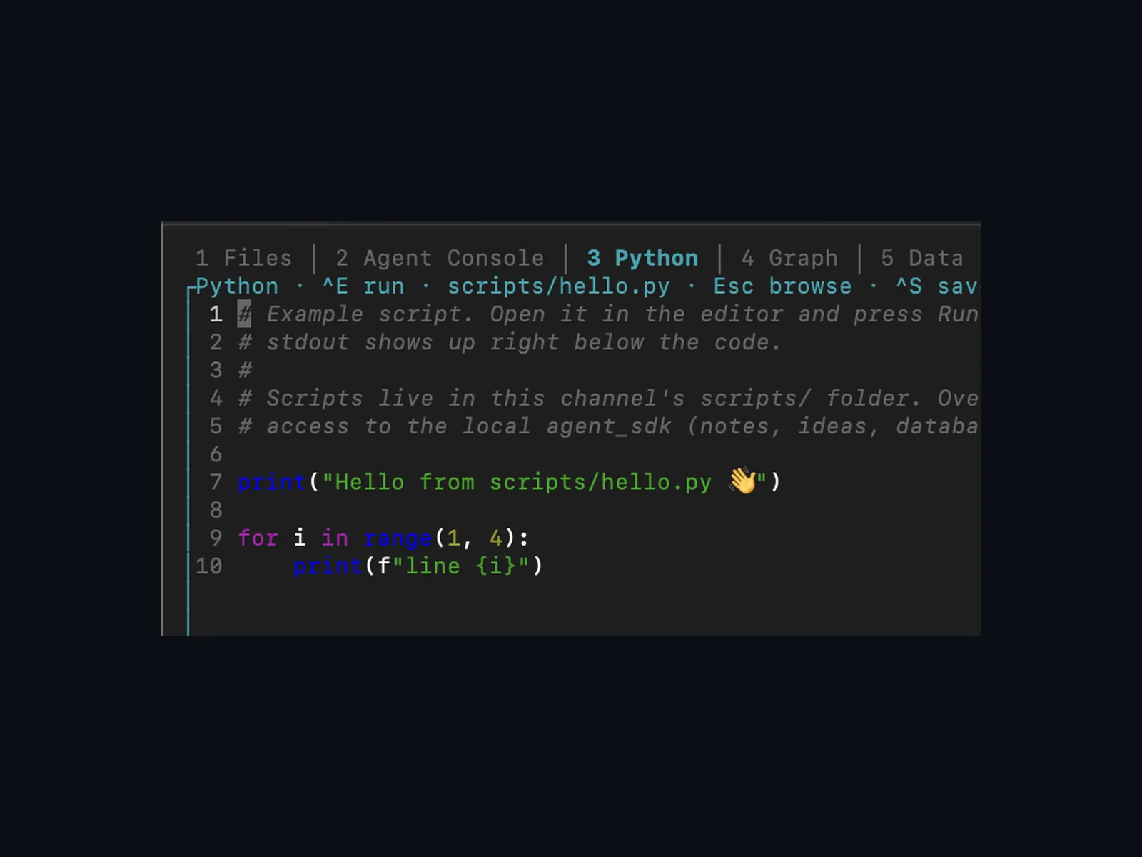 A database view with typed fields
